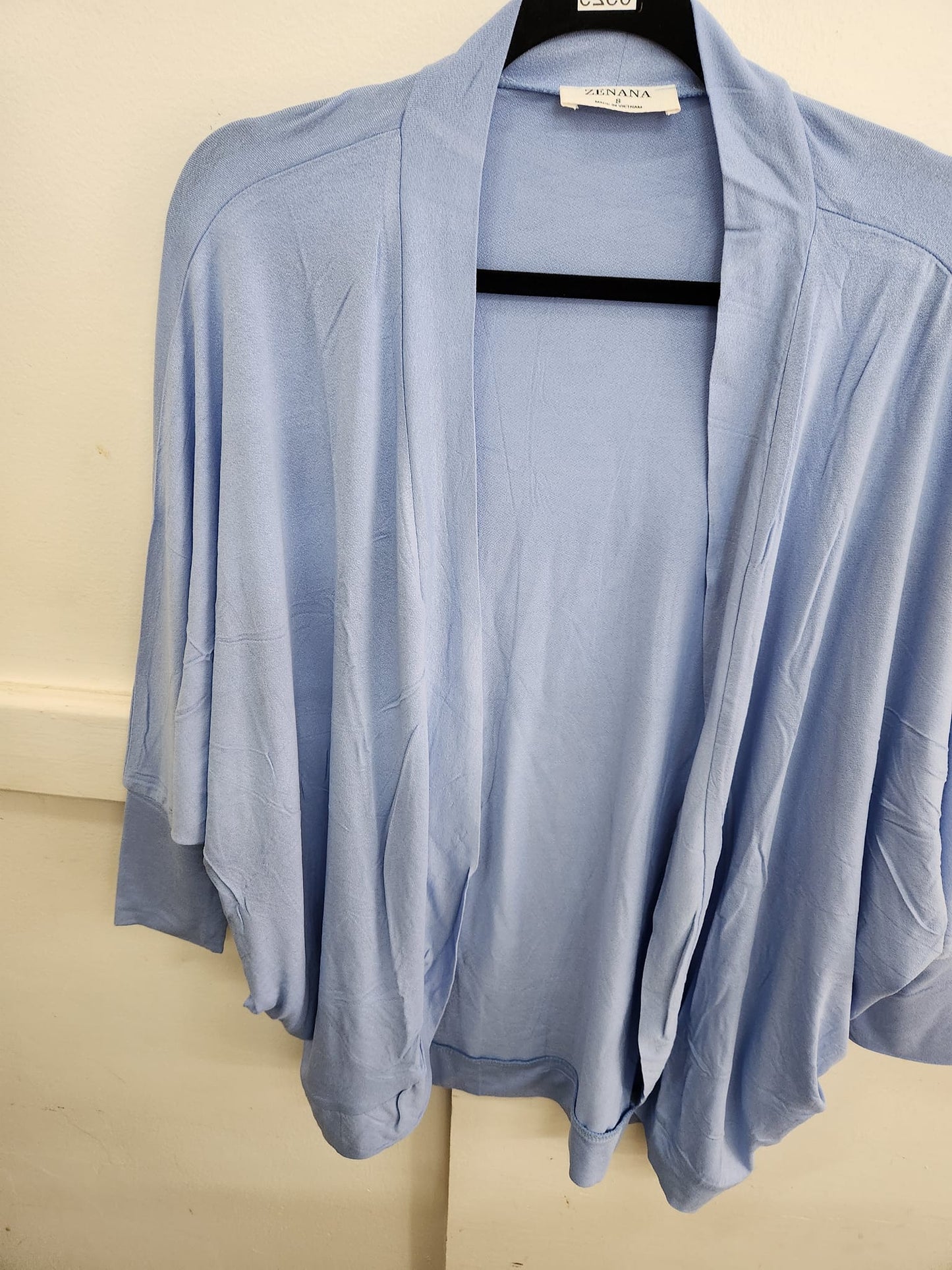 Blue Rayon Crepe Cocoon Wrap Cardigan